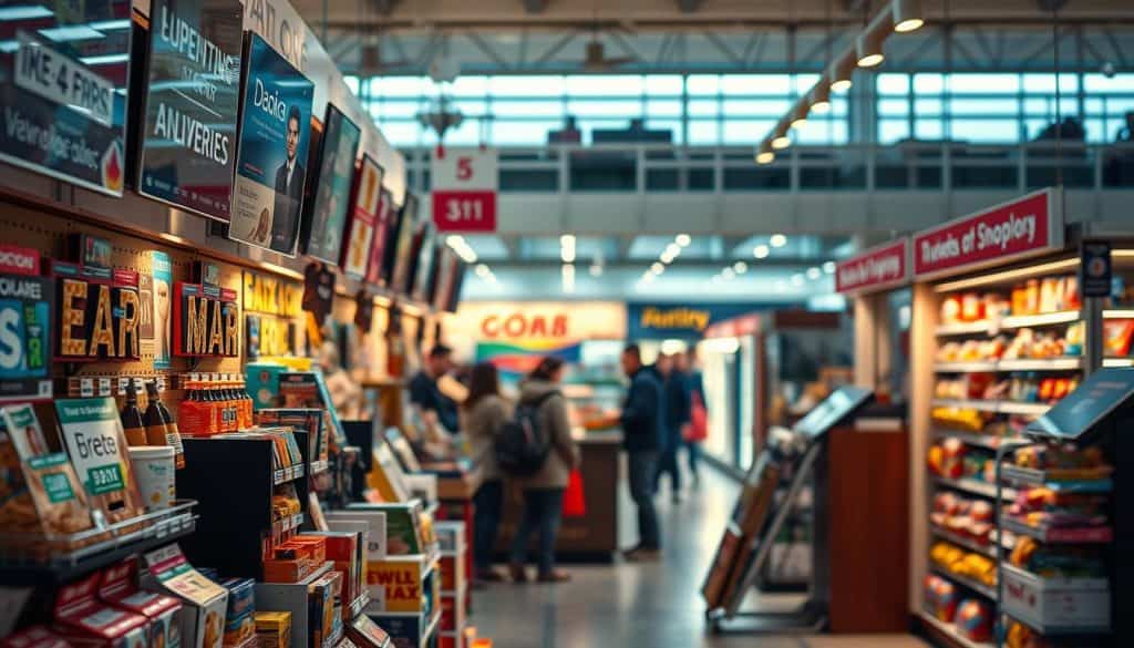 A vibrant, hyper-realistic image depicting the tangible benefits of effective POP material distribution. The foreground showcases a dynamic display of various POP elements, including eye-catching signage, product samples, and interactive displays, all meticulously arranged to engage and captivate the viewer. The middle ground features a bustling retail environment, with customers actively interacting with the POP materials, suggesting increased sales and brand awareness. The background subtly incorporates a modern, well-lit commercial space, highlighting the integration of seamless POP integration within the overall store design. The lighting is balanced, casting a warm, inviting glow that enhances the vibrant colors and textures of the POP materials. The overall composition conveys a sense of energy, efficiency, and the invaluable impact of a well-executed POP distribution strategy. A vibrant, hyper-realistic image depicting the tangible benefits of effective POP material distribution. The foreground showcases a dynamic display of various POP elements, including eye-catching signage, product samples, and interactive displays, all meticulously arranged to engage and captivate the viewer. The middle ground features a bustling retail environment, with customers actively interacting with the POP materials, suggesting increased sales and brand awareness. The background subtly incorporates a modern, well-lit commercial space, highlighting the integration of seamless POP integration within the overall store design. The lighting is balanced, casting a warm, inviting glow that enhances the vibrant colors and textures of the POP materials. The overall composition conveys a sense of energy, efficiency, and the invaluable impact of a well-executed POP distribution strategy.