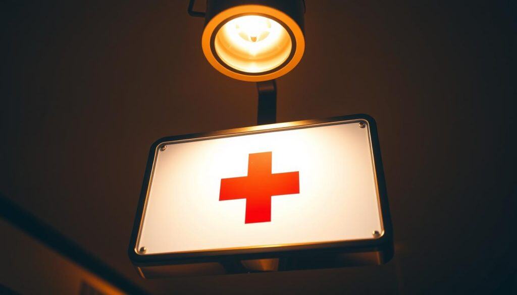 A beautifully crafted first aid signal, illuminated by warm, golden light from an overhead spotlight. The signal's design features a prominent red cross emblem set against a crisp white background, conveying a sense of professionalism and medical authority. The edges are trimmed with a subtle metallic trim, adding a touch of premium quality. The entire scene is captured from a low, slightly angled perspective, emphasizing the signal's commanding presence. The background is slightly blurred, keeping the focus squarely on the signal and creating a sense of depth. The overall mood is one of reassurance, reliability, and attention to detail - perfect for showcasing a customized first aid sign. A beautifully crafted first aid signal, illuminated by warm, golden light from an overhead spotlight. The signal's design features a prominent red cross emblem set against a crisp white background, conveying a sense of professionalism and medical authority. The edges are trimmed with a subtle metallic trim, adding a touch of premium quality. The entire scene is captured from a low, slightly angled perspective, emphasizing the signal's commanding presence. The background is slightly blurred, keeping the focus squarely on the signal and creating a sense of depth. The overall mood is one of reassurance, reliability, and attention to detail - perfect for showcasing a customized first aid sign.