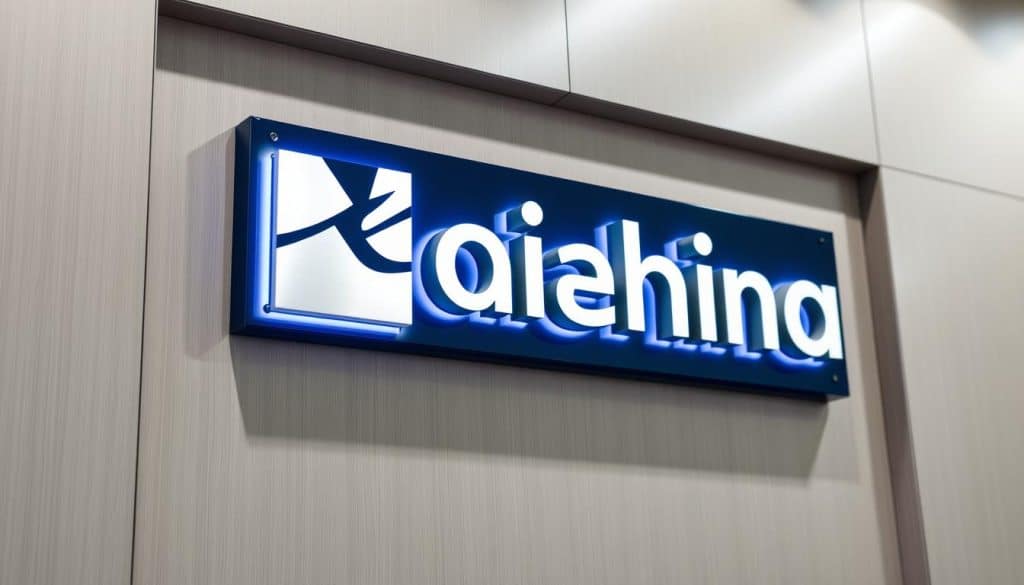 A corporate signage display showcasing a professional, well-designed brand identity. A clean, modern aesthetic with sleek, minimalist shapes and geometric patterns. Crisp, high-contrast colors like navy blue, silver, and white create a sophisticated, elevated look. Layered elements like dimensional lettering, engraved metal plates, and illuminated panels convey a sense of quality and attention to detail. The signage is mounted on a neutral, muted background, allowing the branding to take center stage. Perfectly lit with soft, directional lighting that casts subtle shadows, highlighting the textural and dimensional aspects. The overall impression is one of refined, cohesive corporate branding that commands attention and projects a polished, professional image. A corporate signage display showcasing a professional, well-designed brand identity. A clean, modern aesthetic with sleek, minimalist shapes and geometric patterns. Crisp, high-contrast colors like navy blue, silver, and white create a sophisticated, elevated look. Layered elements like dimensional lettering, engraved metal plates, and illuminated panels convey a sense of quality and attention to detail. The signage is mounted on a neutral, muted background, allowing the branding to take center stage. Perfectly lit with soft, directional lighting that casts subtle shadows, highlighting the textural and dimensional aspects. The overall impression is one of refined, cohesive corporate branding that commands attention and projects a polished, professional image.