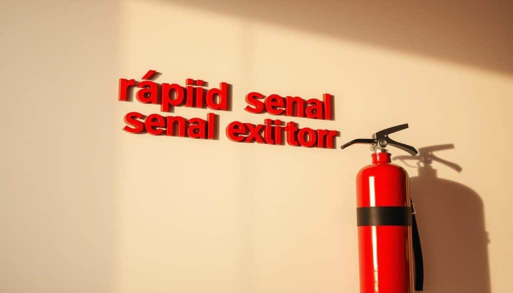 A prominent fire extinguisher sign in vibrant red, standing out against a clean, minimalist backdrop. The sign features crisp, bold lettering with the Spanish phrase "rápida señal extintor" in a clear, legible font. The sign is illuminated from the side, casting dramatic shadows and highlighting its dimensional depth. The lighting is warm and natural, creating a sense of professionalism and attention to detail. The overall composition is balanced and visually striking, drawing the viewer's eye immediately to the signage. This image would effectively illustrate the "Venta al por mayor para proyectos en toda Colombia" section of the article on gas and safety signage expertise. A prominent fire extinguisher sign in vibrant red, standing out against a clean, minimalist backdrop. The sign features crisp, bold lettering with the Spanish phrase "rápida señal extintor" in a clear, legible font. The sign is illuminated from the side, casting dramatic shadows and highlighting its dimensional depth. The lighting is warm and natural, creating a sense of professionalism and attention to detail. The overall composition is balanced and visually striking, drawing the viewer's eye immediately to the signage. This image would effectively illustrate the "Venta al por mayor para proyectos en toda Colombia" section of the article on gas and safety signage expertise.
