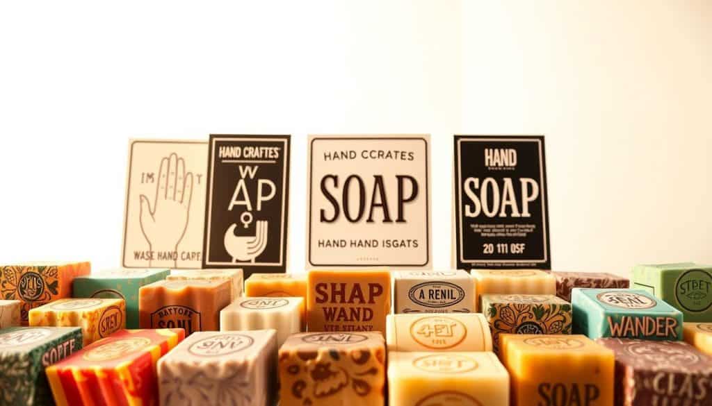 A vibrant display of hand-crafted soap signage, showcasing detailed illustrations and typography against a clean, minimalist backdrop. The foreground features a collection of colorful, textured soap bars, their surfaces adorned with intricate designs that capture the essence of artisanal hand washing. In the middle ground, a series of sleek, modern-style soap cartel signs are positioned, their bold lettering and graphic elements effectively communicating the purpose and importance of proper hand hygiene. The background is a bright, airy space, bathed in warm, diffused lighting that accentuates the sophisticated, professional aesthetic of the scene. The overall composition conveys a sense of expertise, attention to detail, and a commitment to promoting effective hand care practices.